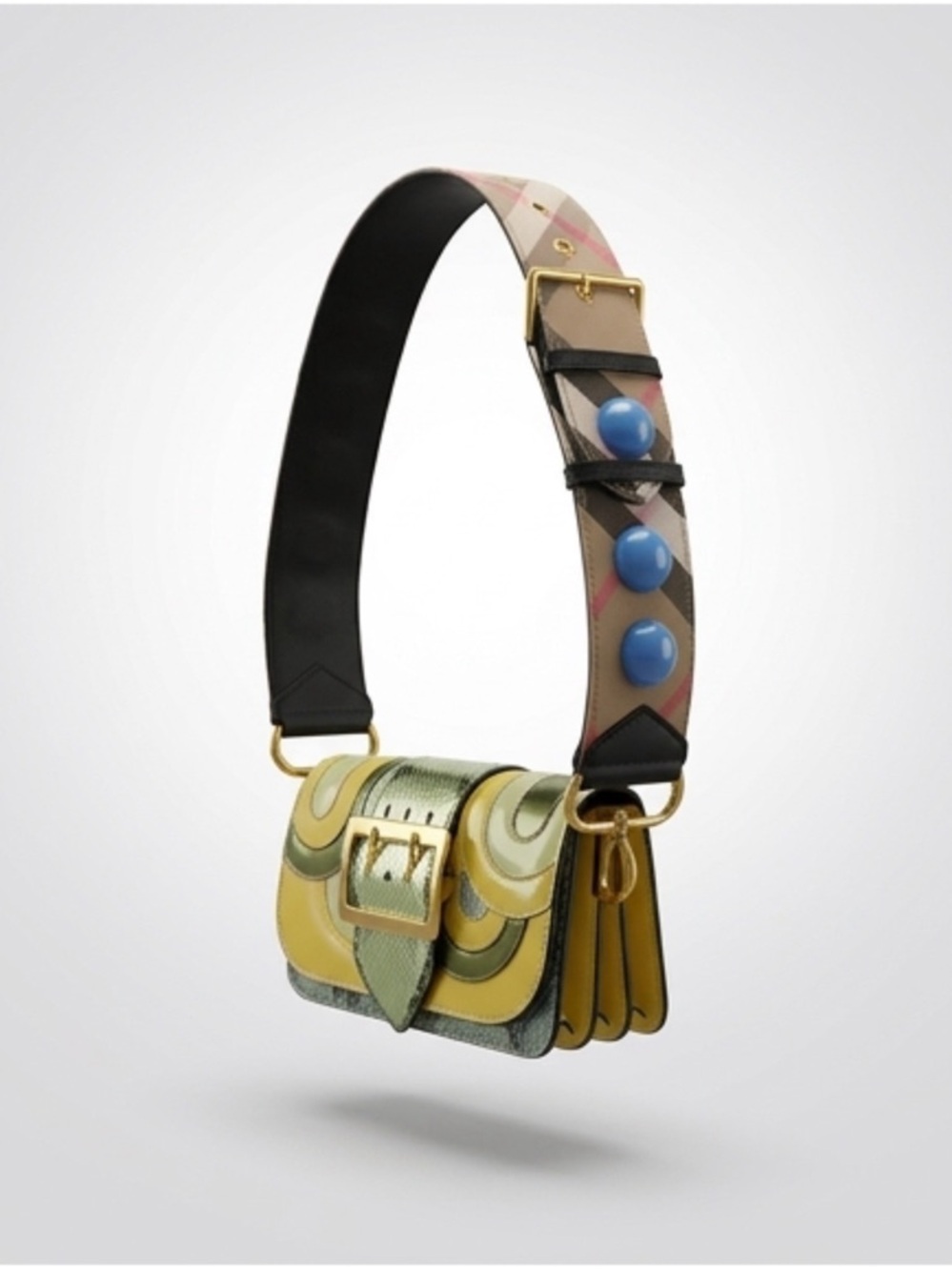 Burberry multicolor Leather shoulder/ Cross Body with Gold Logo